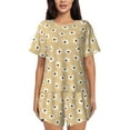 thumbnail image 1 of Wukai Daisies Flowers Women's Pajama Set,Short-Sleeve Top and Shorts with Elastic Waistband and Pockets for Loungewear, Yoga, and Casual Wear-X-Large, 1 of 8