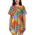 thumbnail image 1 of Wukai Dancing African Womans Print Women's Pajama Set - Short-Sleeve Top and Shorts with Elastic Waistband and Pockets for Loungewear, Yoga, and Casual Wear-Medium, 1 of 8