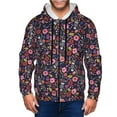 thumbnail image 1 of Wukai Dancing Skeletons Floral Garden Print Men's Zip-Up Hoodie,Fleece Full-Zip Hoodie for Men, Hooded Sweatshirt-Small, 1 of 5