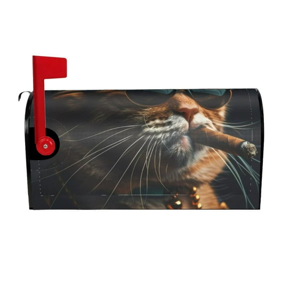 Wukai Dapper Cat in Sunglasses Mailbox Covers for Garden Outdoor Decor,Waterproof Post Box Cover 21x18 in& 25.5x21 in-