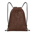 thumbnail image 1 of Wukai Dark Brown Glitter Drawstring Backpack Bag Sport Gym Sackpack Large Size String Backpack Cinch for Women Men-Small, 1 of 6