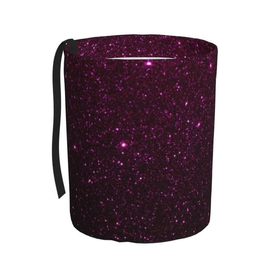 Wukai Dark Purple Glitter Print Car Trash Can - Easy to Clean Hanging Garbage Bin - Removable Liner - Leak-Car Garbage Can - Waterproof Trash Can for Car and SUV