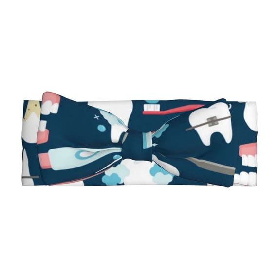 Wukai Dental Print Baby Bow Headband for Newborn Infant Baby Toddler Girls