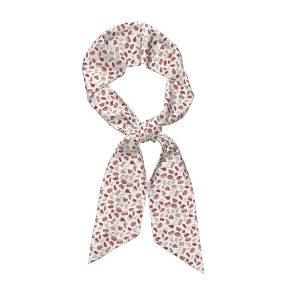 Wukai Different Meat Print Hair Scarf for Women Fashion Silky Satin Headscarf Wrap Breathable Lightweight Neck Scarves For Handbag Accessories