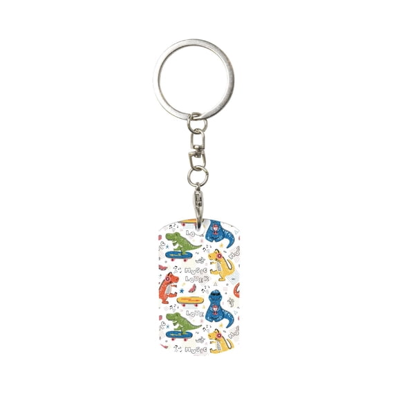 Wukai Dinosaur Print Rectangular Metal Keychain: Sleek and Durable Key Ring for Securely Holding Keys Perfect for Everyday Use
