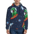 thumbnail image 1 of Wukai Dinosaur Astronaut Space Surfing Print Men Hoodies Fleece Sweatshirts Long Sleeve Sweaters Pullover Fall Outfits Winter Clothes-3X-Large, 1 of 7