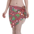 thumbnail image 1 of Wukai Dinosaur Christmas Happy New Year Women’s Short Sarongs Beach Wrap Bikini Bottom Short Skirt Chiffon Scarf for Swimwear, 1 of 4