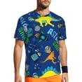thumbnail image 1 of Wukai Dinosaur In Space Print Men's Short-Sleeved Mesh T-Shirt,Quick-Dry Short Sleeve Workout T-Shirt-, 1 of 8