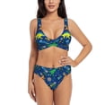 thumbnail image 1 of Wukai Dinosaur In Space Women's Bikini Set Two Piece,wimsuit High Waisted V Neck Twist Front Adjustable Spaghetti Straps Bathing Suit-Small, 1 of 7