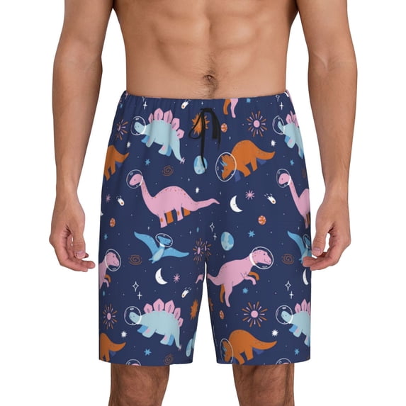 Wukai Dinosaur Men’s Short Pajama Pants With Pockets Soft Sleep Pj Shorts for Men-4X-Large