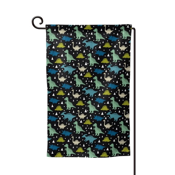 Wukai Dinosaur Print Garden Flag 12.5x18 Inch Double Sided Sun-resistant Rain-resistant, Wrinkle-resistant Colorfast(Only Flag)