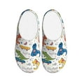 thumbnail image 1 of Wukai Dinosaur Print Women's Indoor Bedroom Slipper Slip On Shoes, Unisex House Shoes with Anti-Skid Sole for Men, Gift for Women Men-13, 1 of 7