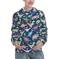 thumbnail image 1 of Wukai Dinosaur Print Womens Hoodies Fleece Sweatshirts Long Sleeve Sweaters Pullover Fall Outfits Winter Clothes-Large, 1 of 7