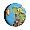 thumbnail image 1 of Wukai Dinosaur Riding a Motorcycle Print Spare Tire Cover for RV Trailer,Waterproof PVC Faux Leather Wheel Cover Fit for Truck,Trailer,RV,SUV,Camper and Most Vehicle-15 inch, 1 of 6