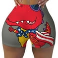 thumbnail image 1 of Wukai Dinosaur Super Hero Cartoon Print Pack Biker Shorts for Women Yoga Workout Gym Running Scrunch Active Shorts-Small, 1 of 8