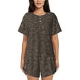 thumbnail image 1 of "Wukai Dinosaur Women's Pajama Set - Short-Sleeve Top and Shorts with Elastic Waistband and Pockets for Loungewear, Yoga, and Casual Wear-4X-Large, 1 of 8