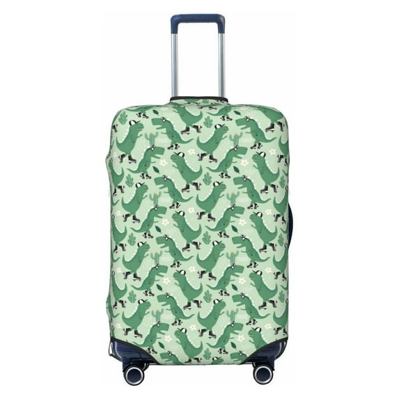Wukai Dinosaurs on Roller Skater Elastic Luggage Cover: Personalized Protection for Your Suitcase - Fits 19~29-inch, Washable & Durable Travel Companion-Small