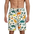 thumbnail image 1 of Wukai Dinosaurs and Tropical Leaves Men’s Short Pajama Pants With Pockets Soft Sleep Pj Shorts for Men-Medium, 1 of 6