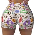 thumbnail image 1 of Wukai Dog Doing Yoga Print Pack Biker Shorts for Women Yoga Workout Gym Running Scrunch Active Shorts-, 1 of 8
