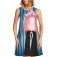 thumbnail image 1 of Wukai Dog in Hairdresser Print Women's Sleeveless Dress, Loose Fit Casual Dress for Women, Comfortable Sleeveless Summer Dress, 1 of 7