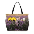 thumbnail image 1 of Wukai Dog in Lavender Flowers Print Zipper Bag,large Beach Tote Bag,Waterproof Sandproof Bag,Grocery and Picnic Tote Travel Bag, 1 of 5