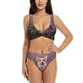 thumbnail image 1 of Wukai Dog in Lavender Flowers Women's Bikini Set Two Piece,wimsuit High Waisted V Neck Twist Front Adjustable Spaghetti Straps Bathing Suit-X-Large, 1 of 7