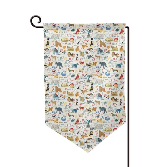 Wukai Dogs Funny Pets Print Garden Flag 12.5x18 Inch Double Sided Sun-resistant Rain-resistant, Wrinkle-resistant Colorfast(Only Flag)