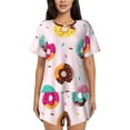 thumbnail image 1 of "Wukai Donut Women's Pajama Set - Short-Sleeve Top and Shorts with Elastic Waistband and Pockets for Loungewear, Yoga, and Casual Wear-Small, 1 of 8