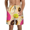thumbnail image 1 of Wukai Donuts Print Beach Trunks with Compression Liner Swimsuit Quick Dry Beach Sports Shorts with Pocket-Large, 1 of 8