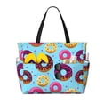 thumbnail image 1 of Wukai Donuts Print Zipper Bag,large Beach Tote Bag,Waterproof Sandproof Bag,Grocery and Picnic Tote Travel Bag, 1 of 5