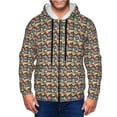 thumbnail image 1 of Wukai Doodle Food Print Men's Zip-Up Hoodie,Fleece Full-Zip Hoodie for Men, Hooded Sweatshirt-3X-Large, 1 of 5