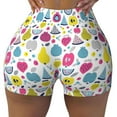 thumbnail image 1 of Wukai Doodle Fruits Print Pack Biker Shorts for Women Yoga Workout Gym Running Scrunch Active Shorts-, 1 of 8
