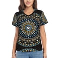 thumbnail image 1 of Wukai Dot Mandala Classic V-Neck T-Shirt for Women: Comfortable, Stylish, and Versatile Wardrobe Essential-Large, 1 of 7