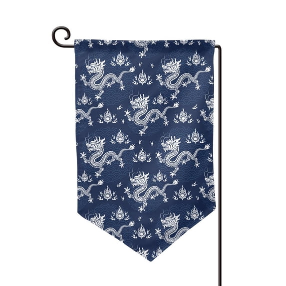 Wukai Dragon Print Garden Flag 12.5x18 Inch Double Sided Sun-resistant Rain-resistant, Wrinkle-resistant Colorfast(Only Flag)