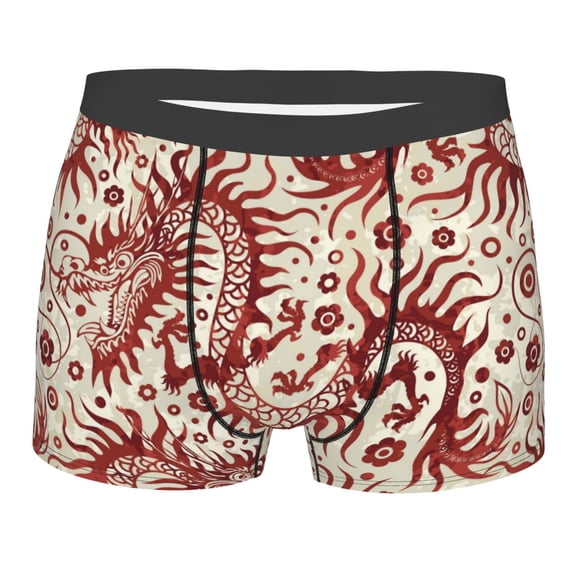 Wukai Dragons1 Print Men’s Underwear Breathable Boxer Briefs, Moisture Wicking & Breathable-Medium