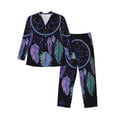thumbnail image 1 of Wukai Dreamcatcher With Colorful Feathers Men's Long Sleeve Pajama Set,Long Sleeve Mens Sleepwear with Pockets & Front Fly-Large, 1 of 7