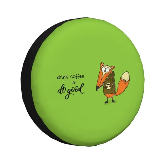 Wukai Drink Coffee And Do Good Print Spare Tire Cover for RV Trailer,Waterproof PVC Faux Leather Wheel Cover Fit for Truck,Trailer,RV,SUV,Camper and Most Vehicle-14 inch
