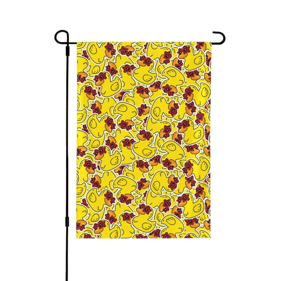 Wukai Duck with Star Sunglasses Garden Flags Double Sided Welcome Garden Yard House Flags Outside Outdoor House (Only Flag)