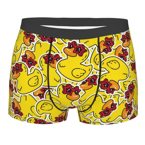 Wukai Duck with Star Sunglasses Print Men’s Underwear Breathable Boxer Briefs, Moisture Wicking & Breathable-Large