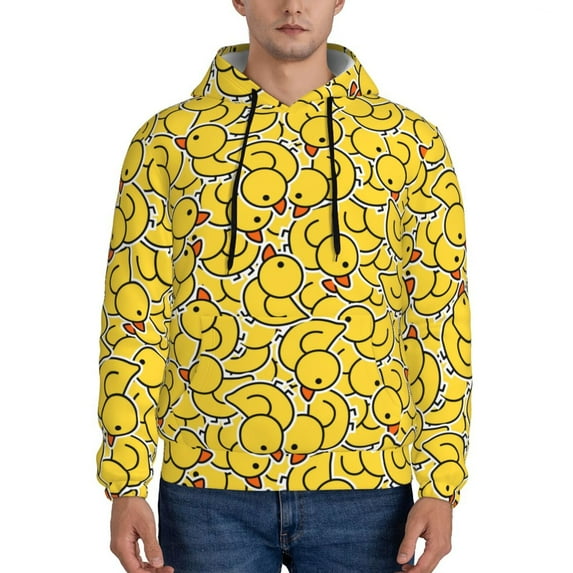 Wukai Duck1 Print Men Hoodies Fleece Sweatshirts Long Sleeve Sweaters Pullover Fall Outfits Winter Clothes-Small
