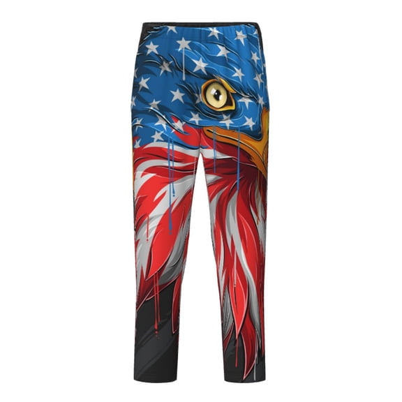 Wukai Eagle Head With American Flag Print Teenagers' Pajama Pant Sleep Pajama Lounge Pant PJ Bottoms with Pockets and Button Fly(Available in Big & Tall)-XS(5-6)