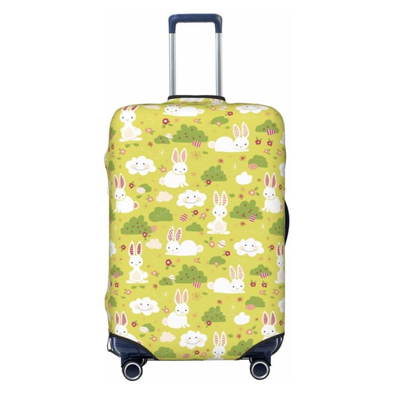 Wukai Easter Bunny Elastic Luggage Cover: Personalized Protection for Your Suitcase - Fits 19~29-inch, Washable & Durable Travel Companion-Large