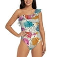thumbnail image 1 of Wukai Easter Egg Chic One Shoulder Swimwear with Ruffle Design and Tummy Control Skirt: Fashionable, Supportive, Comfortable for Beach-Large, 1 of 7