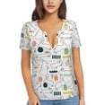 thumbnail image 1 of Wukai Easter Rabbit Casual V-Neck Graphic Tees for Women: Lightweight and Breathable Summer Tops with Stylish Design-Large, 1 of 8