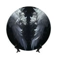 thumbnail image 1 of Wukai Elegant Feathered Floral Wings Print Decorative Plate for Display,Bone China Decorative Plate, Ceramic Dinner Plate with Stand, Vertical Ceramic Plate-8in, 1 of 6