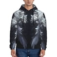 thumbnail image 1 of Wukai Elegant Feathered Floral Wings Print Men Hoodies Fleece Sweatshirts Long Sleeve Sweaters Pullover Fall Outfits Winter Clothes-Large, 1 of 7