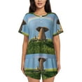 thumbnail image 1 of Wukai Elephant Dog Women's Pajama Set,Short-Sleeve Top and Shorts with Elastic Waistband and Pockets for Loungewear, Yoga, and Casual Wear-4X-Large, 1 of 8