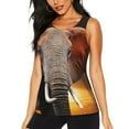 thumbnail image 1 of Wukai Elephant Sunset in Kenya Print &nbsp;Women's Workout Tank Top Mesh Yoga Shirts Athletic Running Tank Tops Athletic Gym Shirts - Small, 1 of 8