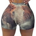 thumbnail image 1 of Wukai Elephant in Smoke Print Pack Biker Shorts for Women Yoga Workout Gym Running Scrunch Active Shorts-, 1 of 8