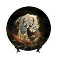 thumbnail image 1 of Wukai Enchanted Deer In Cave Print Decorative Plate for Display,Bone China Decorative Plate, Ceramic Dinner Plate with Stand, Vertical Ceramic Plate-6in, 1 of 6